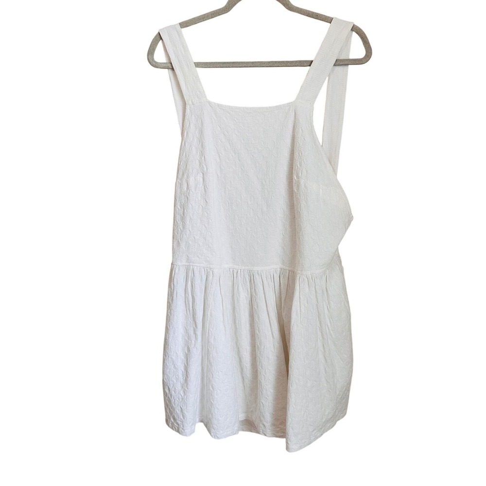 Free People Size L Va Va Volume Criss Cross Back Pinafore Mini Dress Ivory NWT